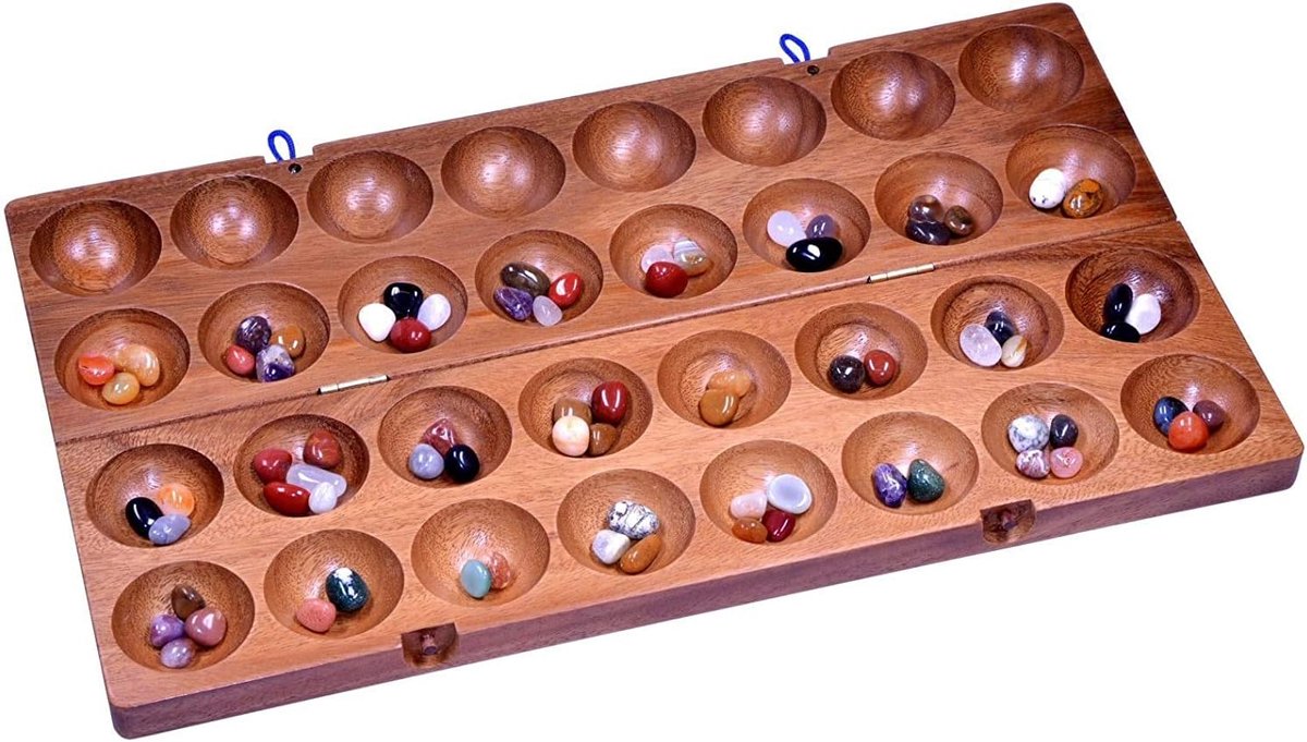 LOGOPLAY Hus - 2nd choice - Bao - Kalaha - bean game - shell game - gemstone game made of Samena wood - ShopVlot