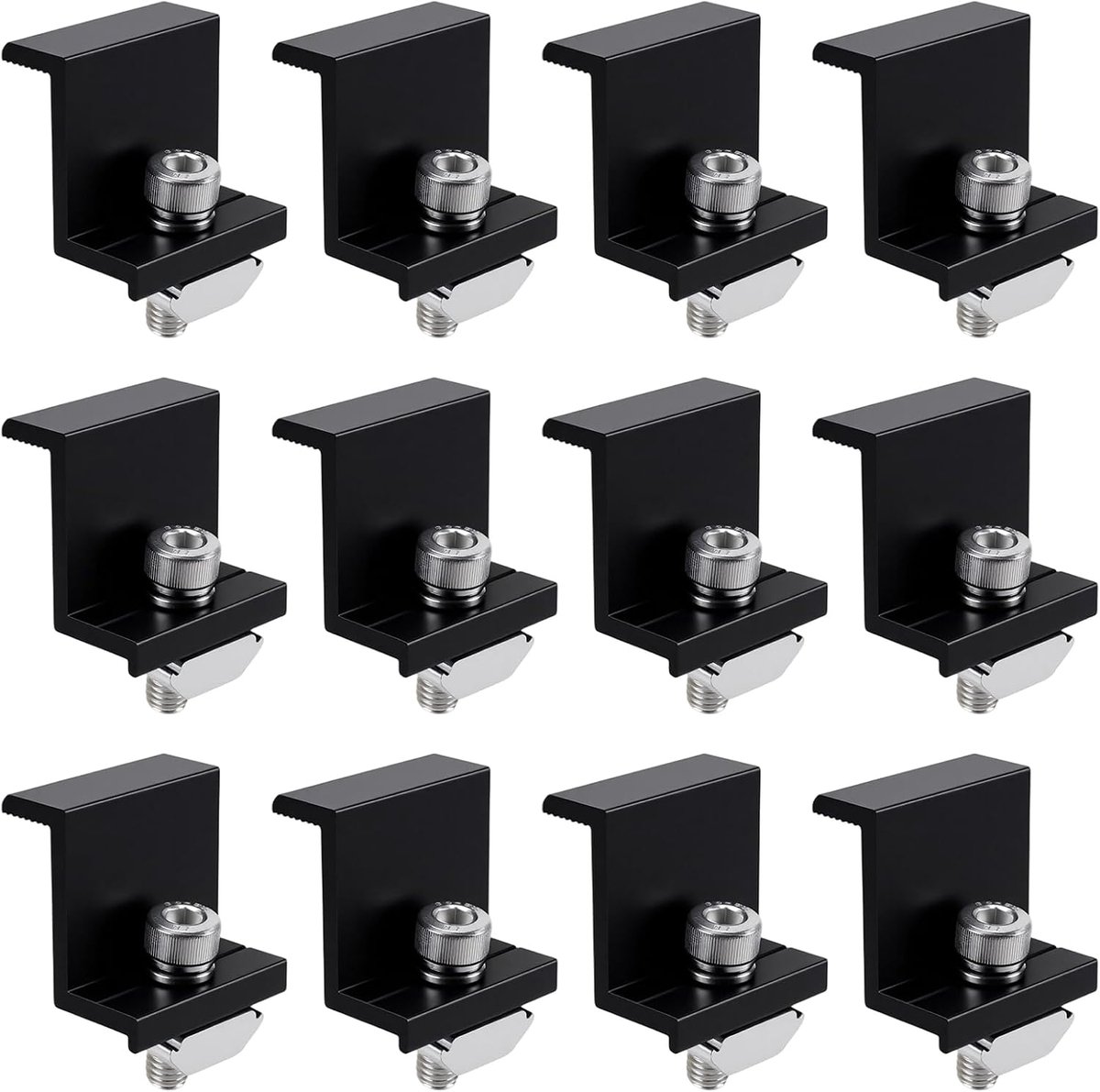 Pack of 12 Solar End Clamps 35mm Black Solar Panel Holder End Clamps Adjustable Solar Panel Mount Solar Panel with - ShopVlot