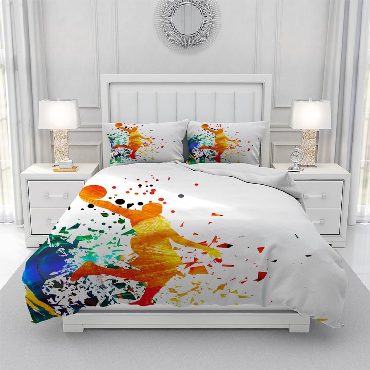 Basketball Bedding for Children, Basketball 3D Print Boys, Bedding Set, Basketball Pattern, Sport Duvet Cover Set with - ShopVlot