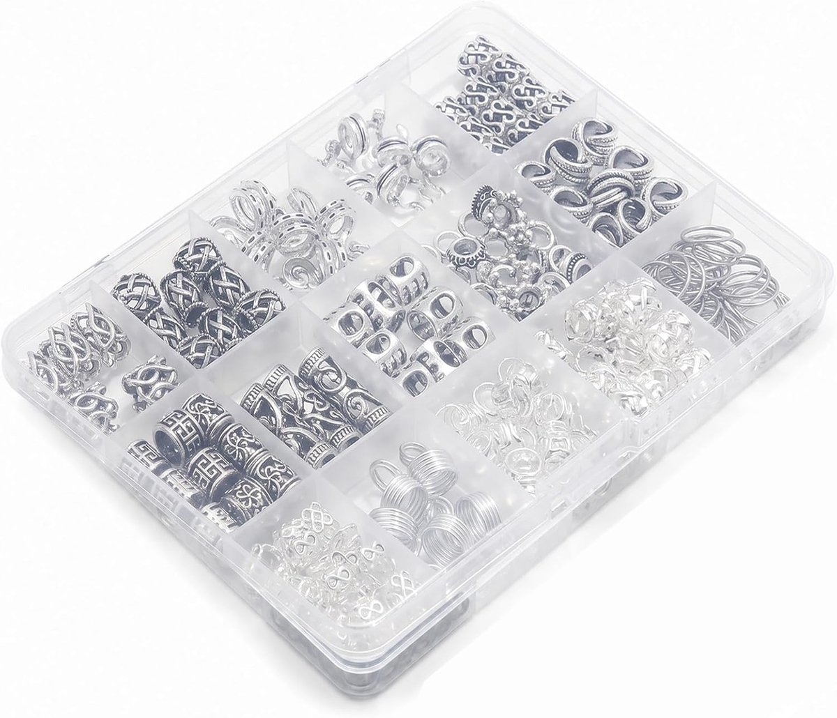 Zolara 231 stuks Scandinavische Viking runenkralen, dreadlock-sieraden, haarkralen, 15 stijlen, met opbergdoos, kan - ShopVlot