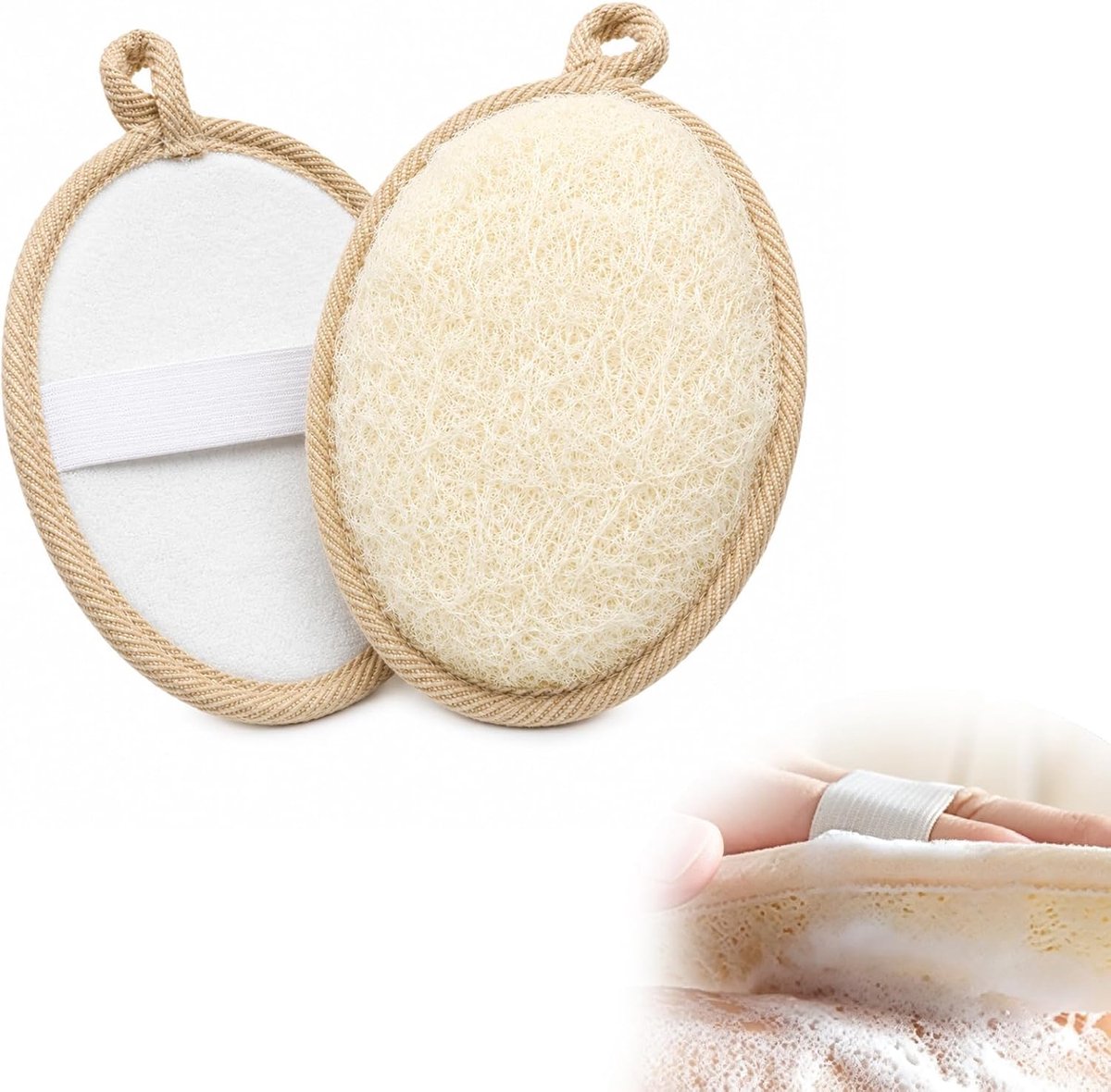 Zolara 2 stuks natuurlijke loofa-spons, natuurlijke scrubspons, lichaamsreiniger van loofah, gemaakt van - ShopVlot