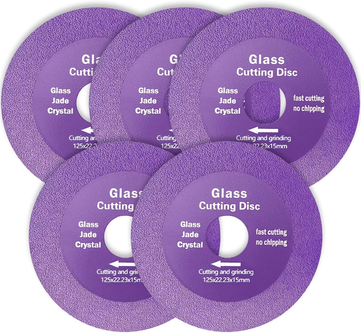 Diamantschijf, diameter 125 mm x 15 mm, 22,23 mm, 5 stuks, binnenschijf, paars, fijne schijf, dunne - ShopVlot