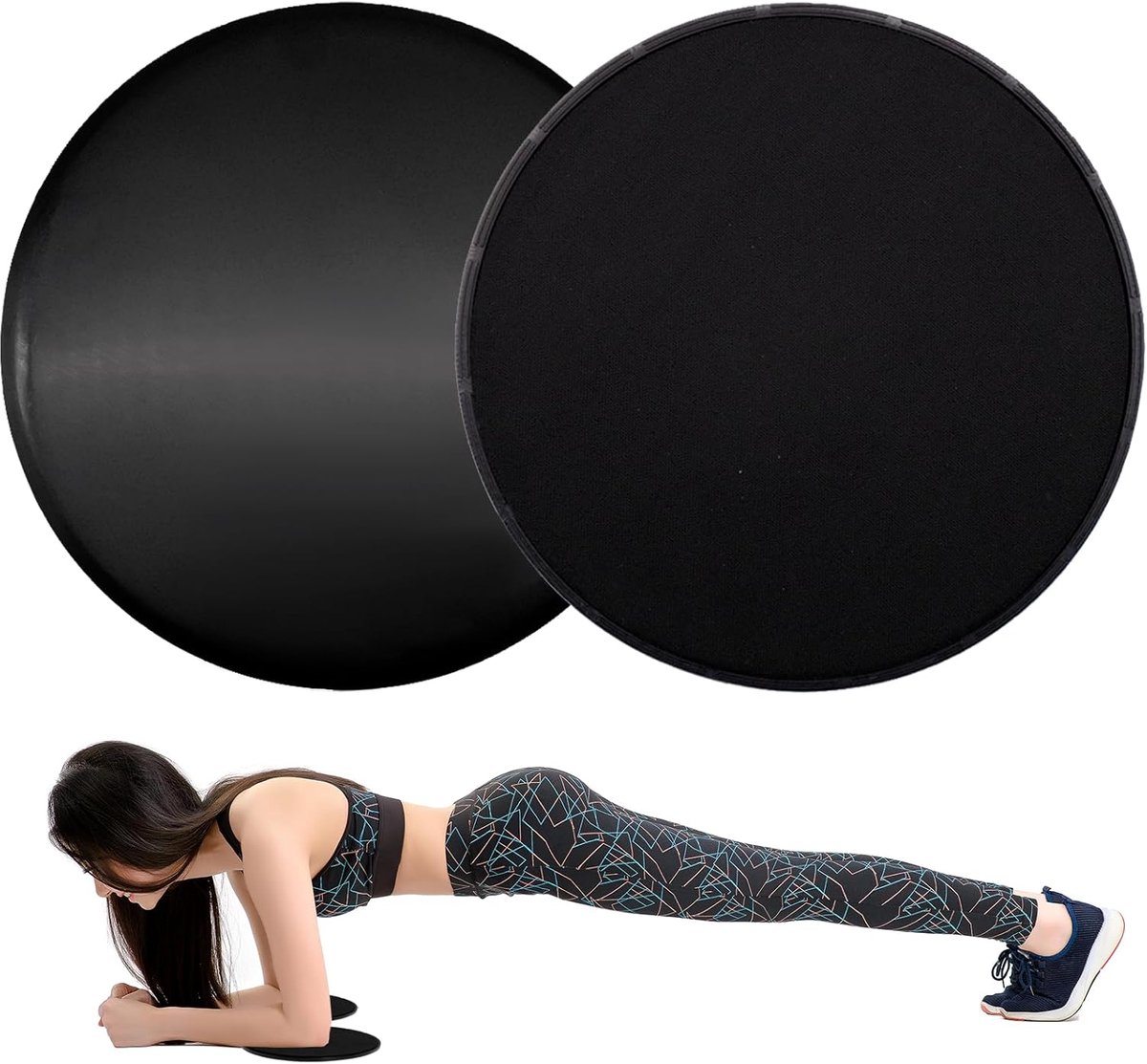 2 pcs black core sliders (18×18×1.8cm, 200g) - Dual Surface Gliding Discs for home workouts and full-body core training - ShopVlot