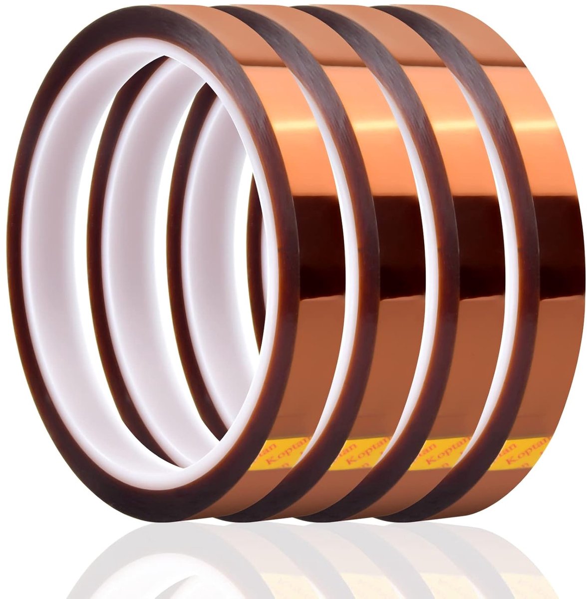4 rollen 10 mm x 30 m hoge temperaturen hittebestendig plakband, polyimide kapton tape, hoge temperatuur tape - ShopVlot