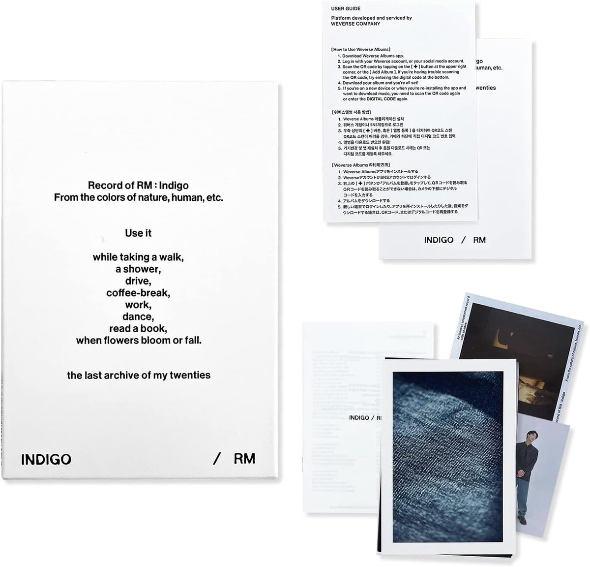 RM of BTS - [Indigo] (Weverse Albums Ver.) Outer Box + Lyric Book + Post card + Photo Card + Photocard + Instant Photo - ShopVlot