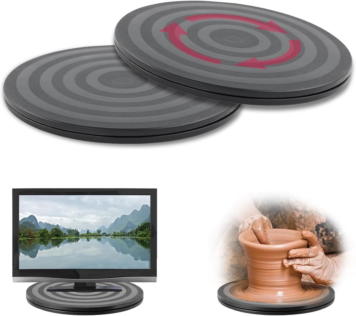 2pcs 20cm Turning Tray with Ball Bearings,360 Degree Rotatable - ShopVlot