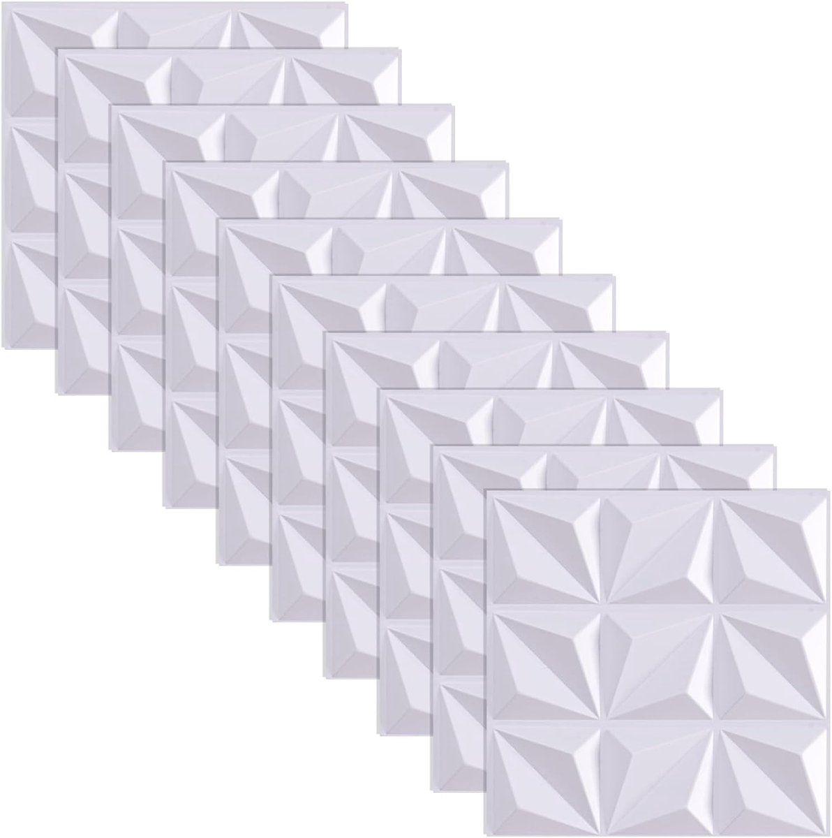 30 x 30 cm Self-Adhesive Wall Panels, 3D White, Indoor Wall Cladding, Pack of 10, PVC Playroom Walls, Ceiling - ShopVlot
