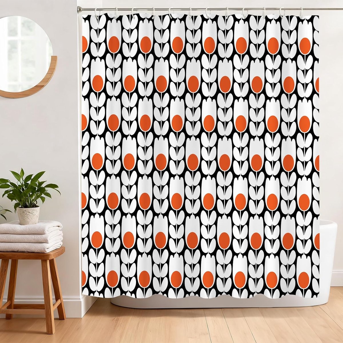 Modern Dot Print Waffle Shower Curtain for Bathroom Minimalist Style Bath Curtain 180x180cm - ShopVlot