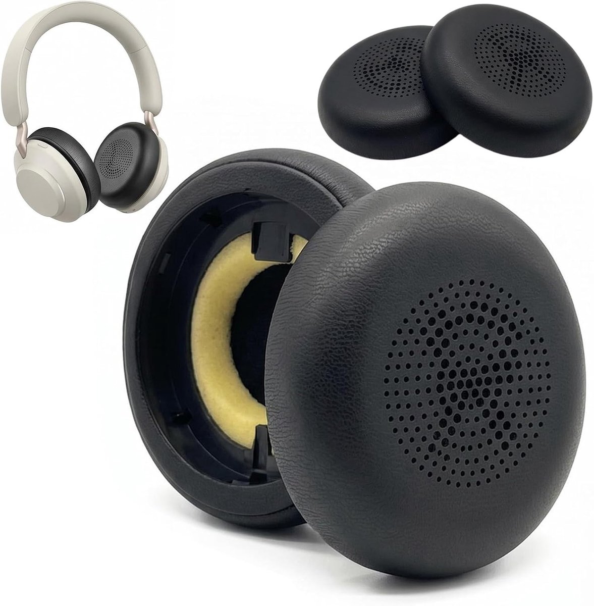 Vervangende oorkussens voor Jabra Evolve2 65, compatibel met Jabra Evolve 65, Evolve2, Evolve2 40, zacht eiwitleer - ShopVlot