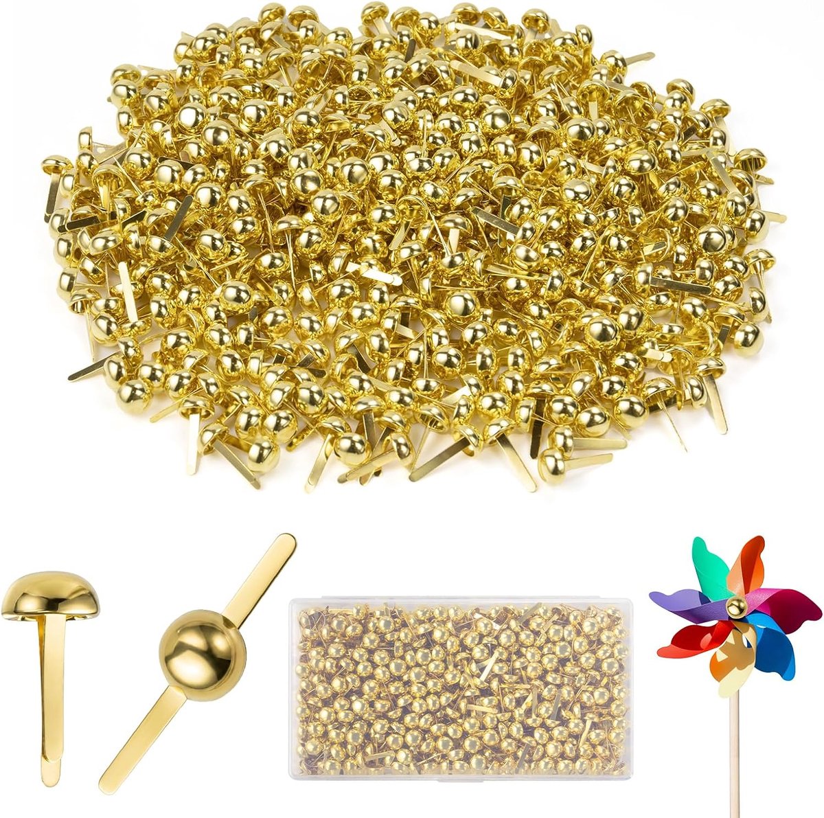 500 stuks patroonzakklemmen, 8 mm gouden patroonklemmen, metalen ronde kopklemmen, lichte mini ronde brads - ShopVlot