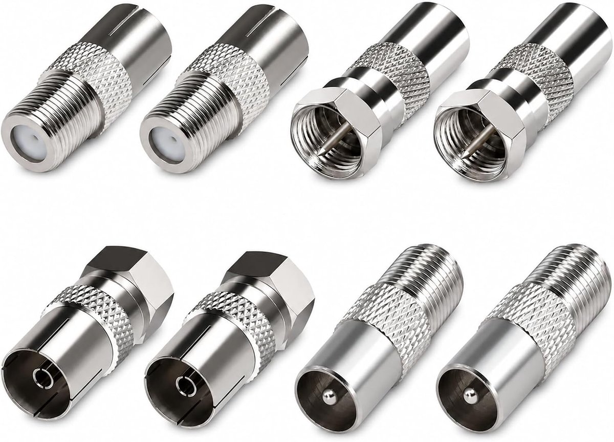 8 stuks tv-antenne-adapter F mannelijk/vrouwelijk naar PAL TV mannelijk/vrouwelijk, coaxiale aansluitset voor - ShopVlot