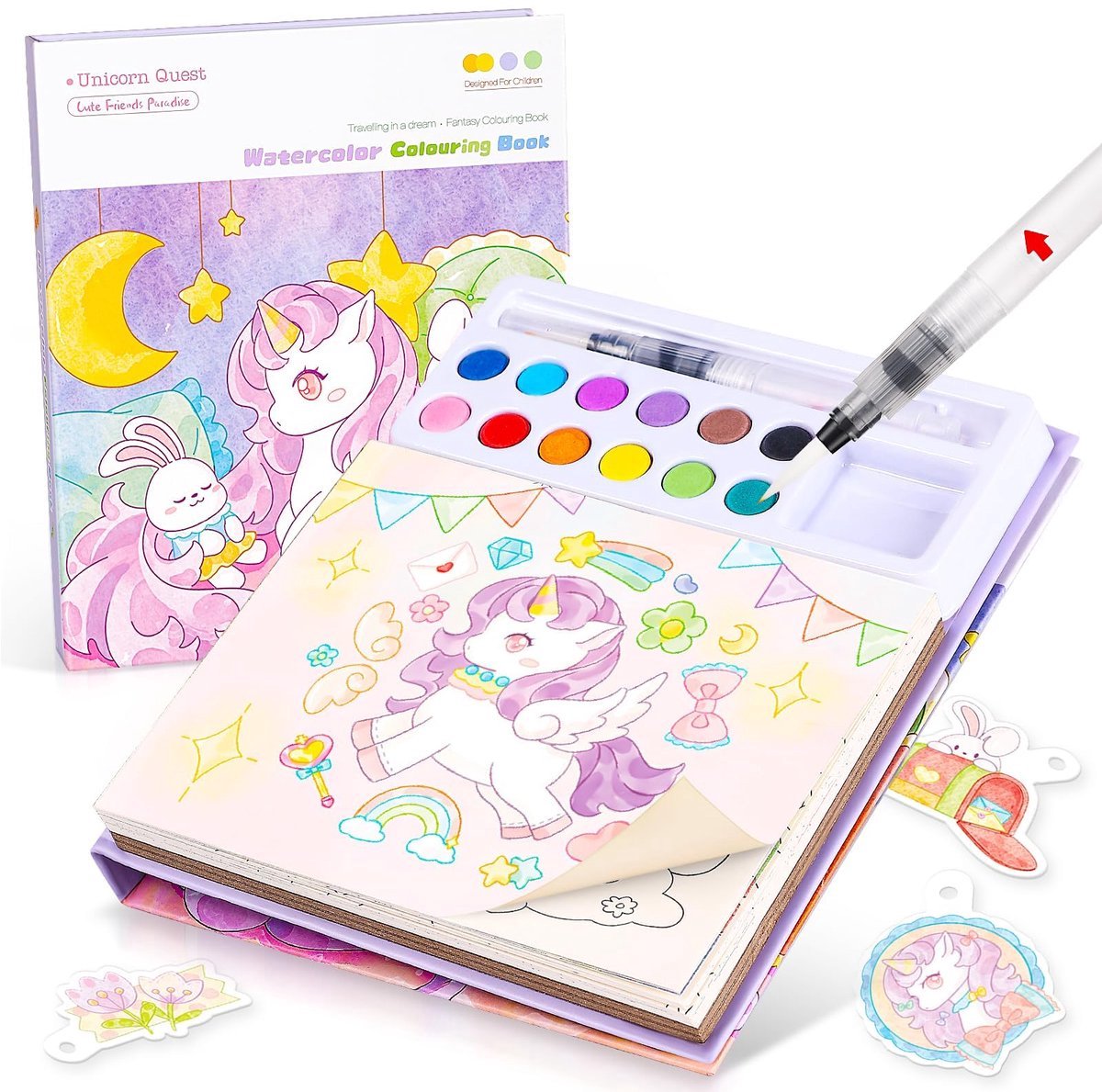 Casalora Kleurboek - Waterkleurboek voor Kinderen - Eenhoorn Little Corner Coloring Book - 24 Kleurplaten