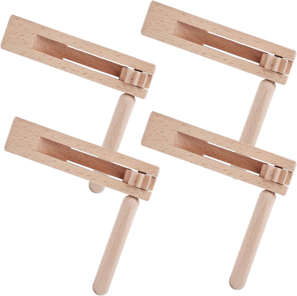 Houten ratel 4 stuks - geluidsmaker - comfortabel handvat - voor kinderen - ShopVlot