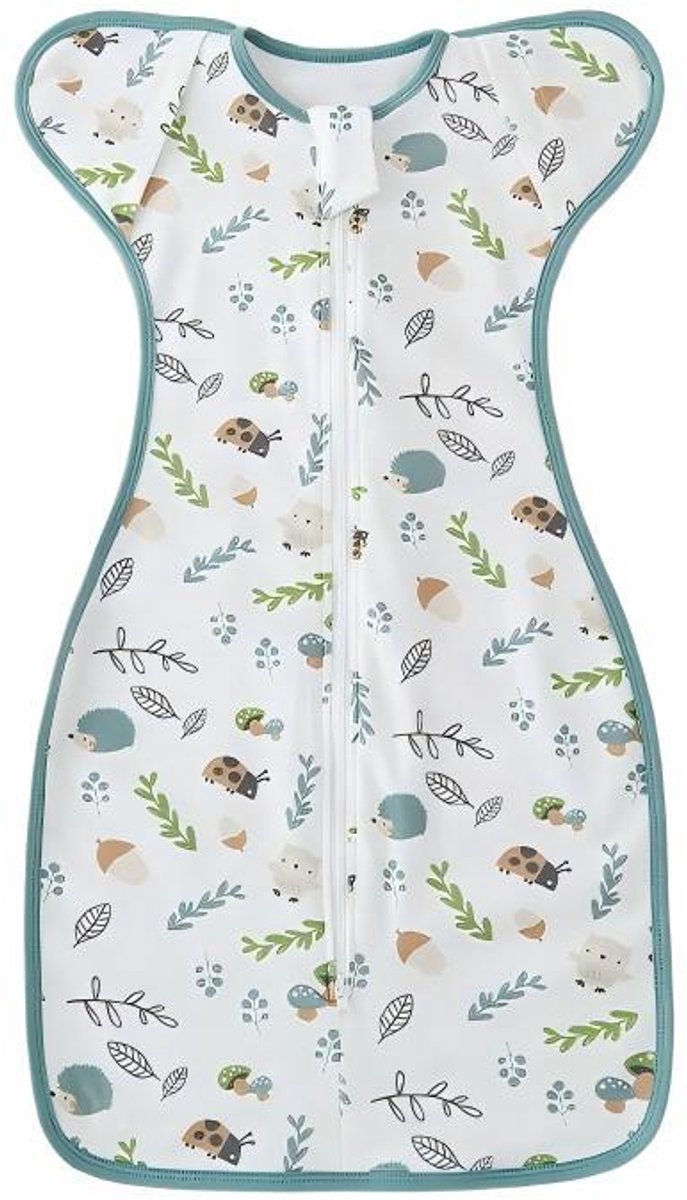 Inbakerdoek voor pasgeborenen – Onmisbaar voor baby's van 0–6 maanden – Unisex – Met mouwen – Bevordert een comfortabele, rustige slaap – 69 x 24 cm – Groen
