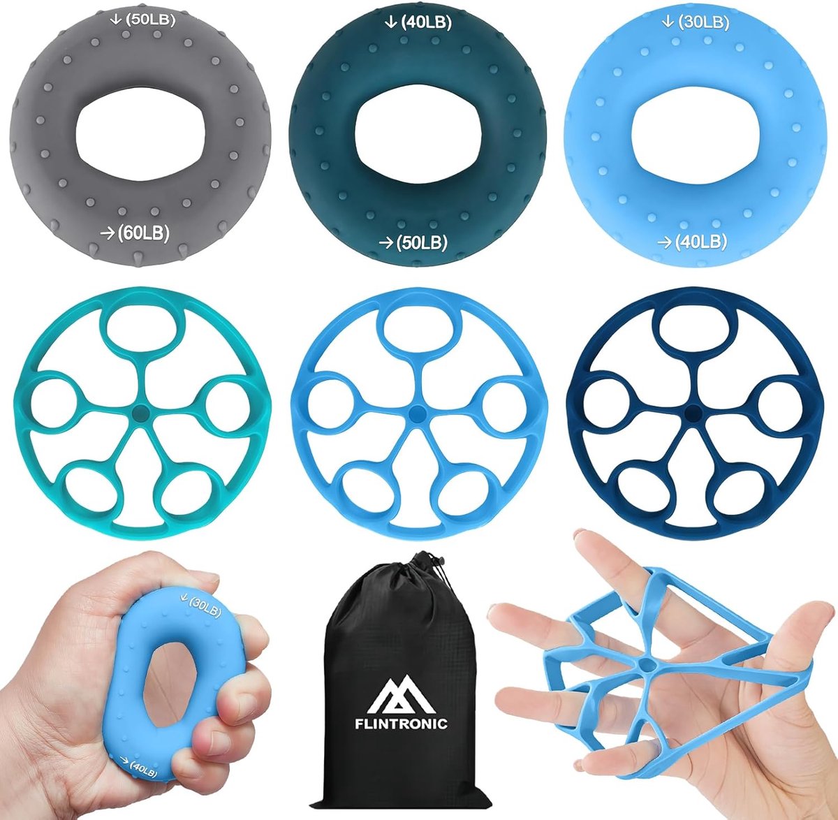 Gripkracht Trainer Set van 7 - Multicolor - Voorvinger- en Handtraining - Versterkt gripkracht - ShopVlot