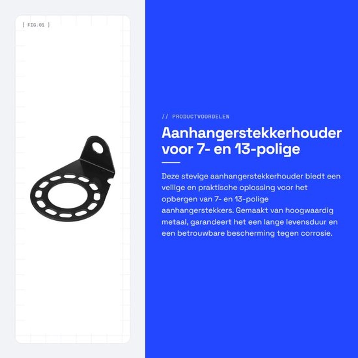 Aanhangerkophouder Veilige Montage - 7/13-polige Stekkerhouder - Aanhangwagen Accessoires - Hoogwaardig Metaal - Corrosiebestendig - Inclusief Schroeven/Moeren - Aanhangerstekkerhouder