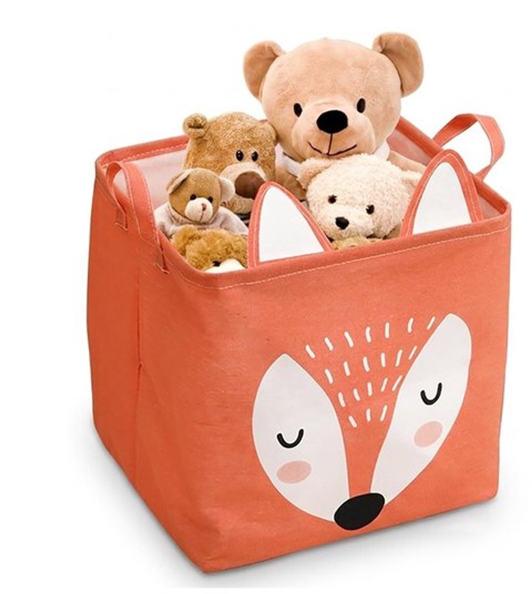 Opbergdoos met cartoon vos ontwerp - Opvouwbare opbergdoos - Handgrepen - 33 x 33 x 30 cm - Voor speelgoed/kleding - Stofmateriaal - Opbergbox