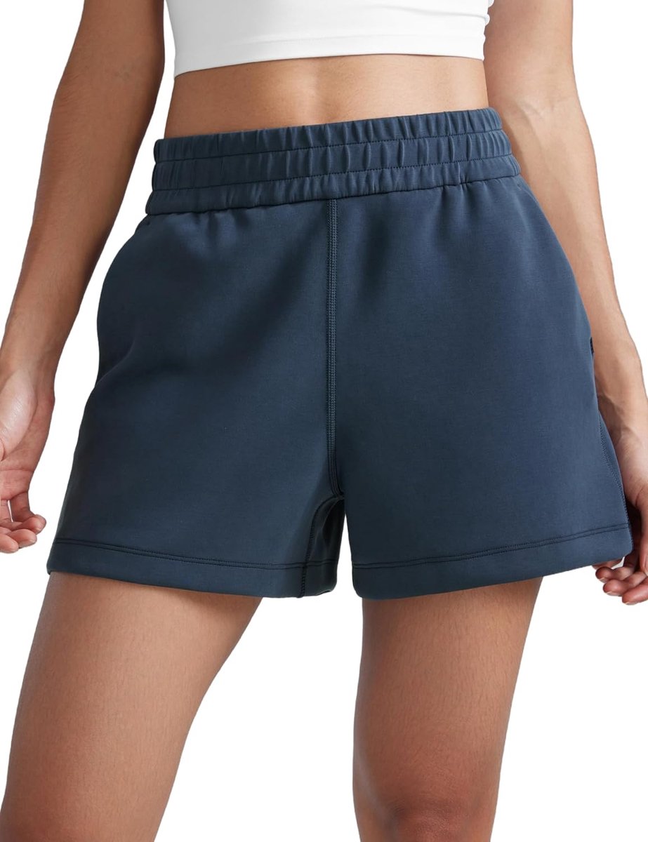 Sweatshorts dames hoge taille 4" - modal perzikzacht - met zakken - perfect voor lounge en sport - ShopVlot