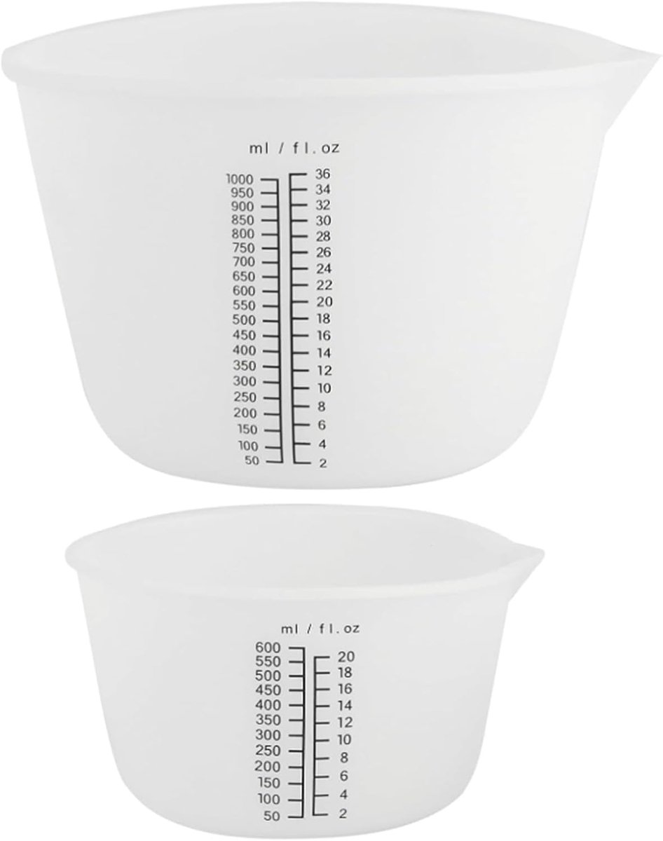 Maatbekers 600/1000 ml - siliconen epoxyhars - herbruikbaar - ideaal voor knutselen - ShopVlot