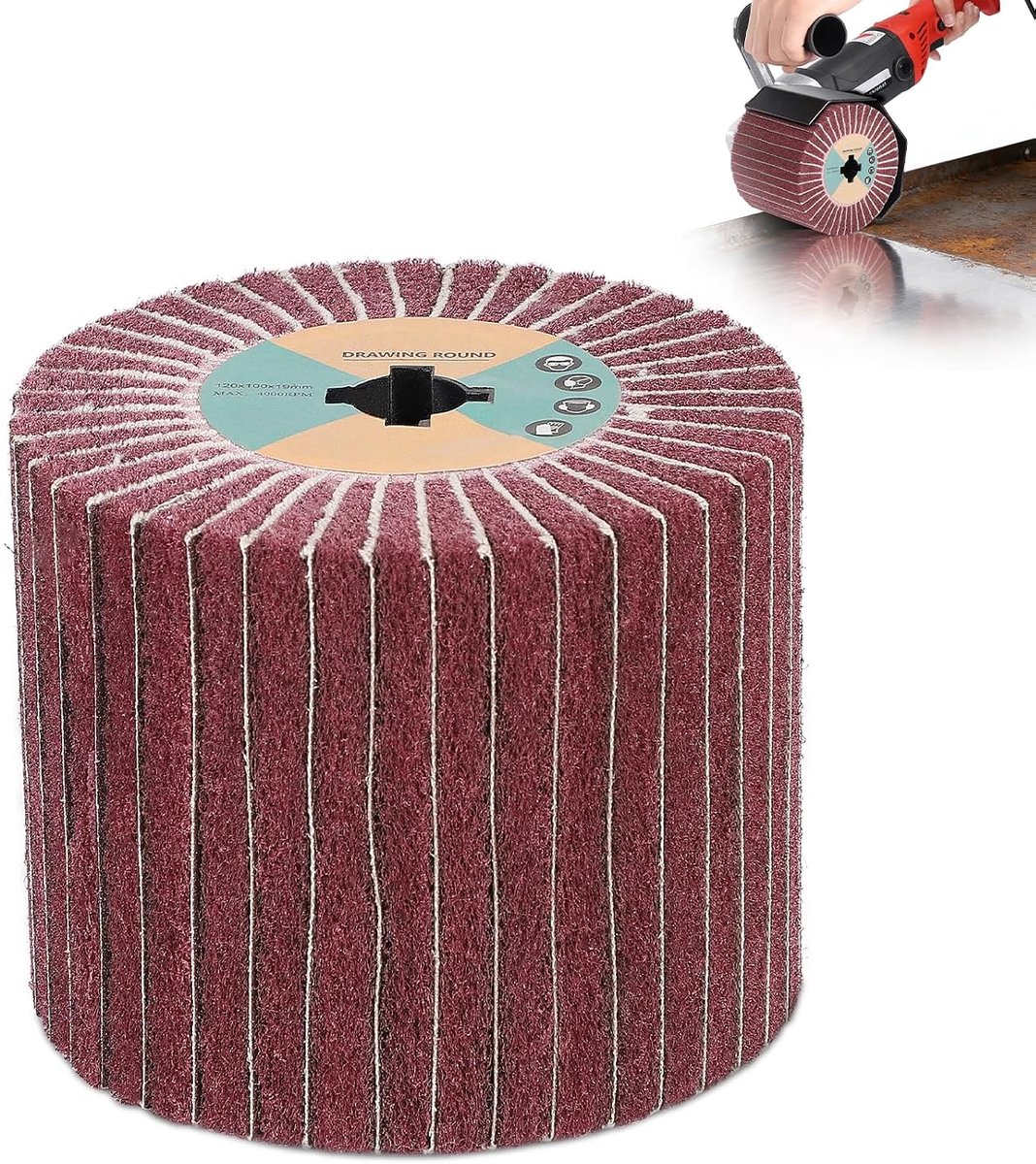 Schuurrolborstel voor elektrische schuurmachine 19 x 120 mm - synthetische vezel met schuurpapier - ShopVlot