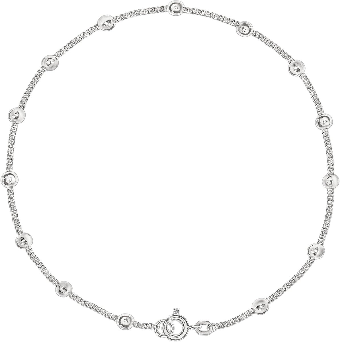 Anklet met Tempered Glass 27 cm - Sterling Zilver 925 - Shiny Ballen - Elegant Accessoire - ShopVlot