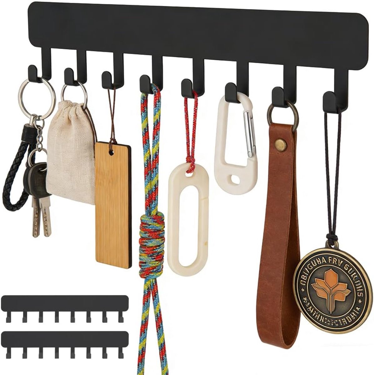 Set van 2 wand sleutelhouders - roestvrij staal - ruimtebesparend en stevig - ideaal voor dagelijkse gebruik - ShopVlot