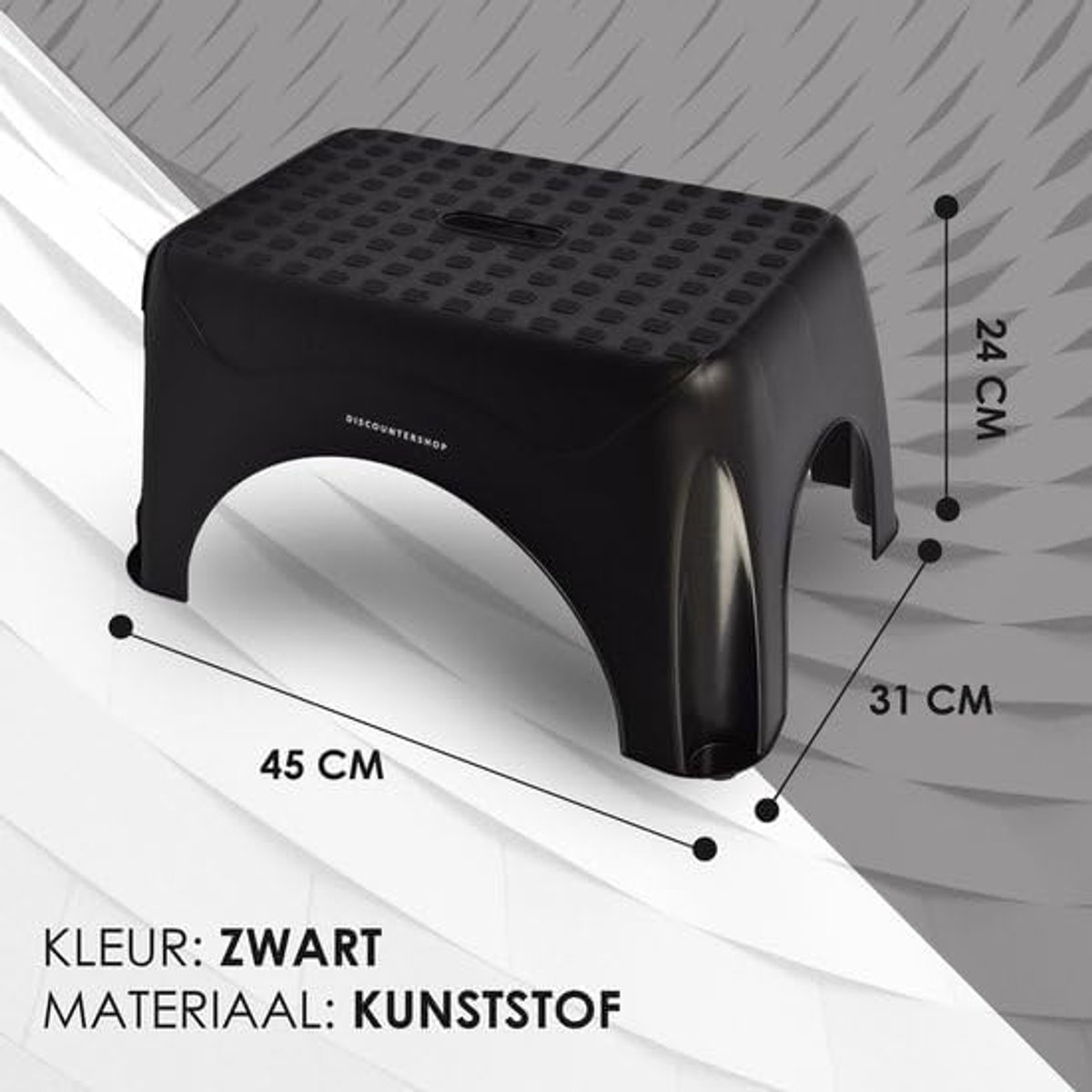 Trapstoel 45x31,5cm - Set van 2 - Zwart - Antislip en multifunctioneel - ShopVlot