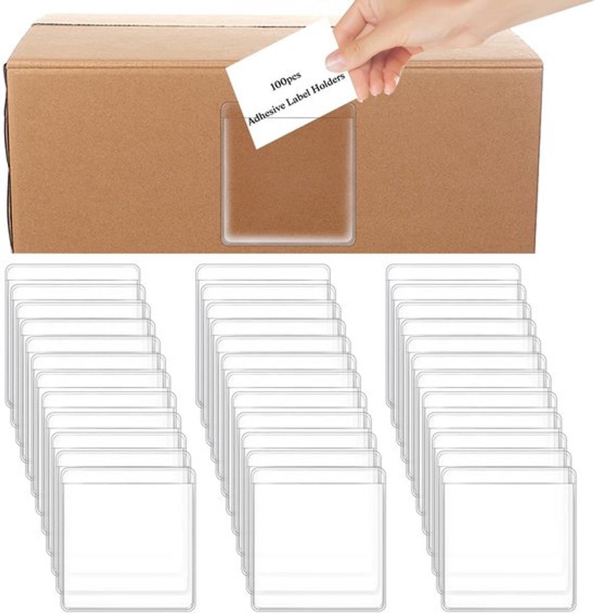Labelhouders 100 stuks - Zelfklevend - Doorzichtig - Indexkaartlabels - Bureaus/notebooks - Goede hechting - 5,5 x 5 cm - Indexkaartjes