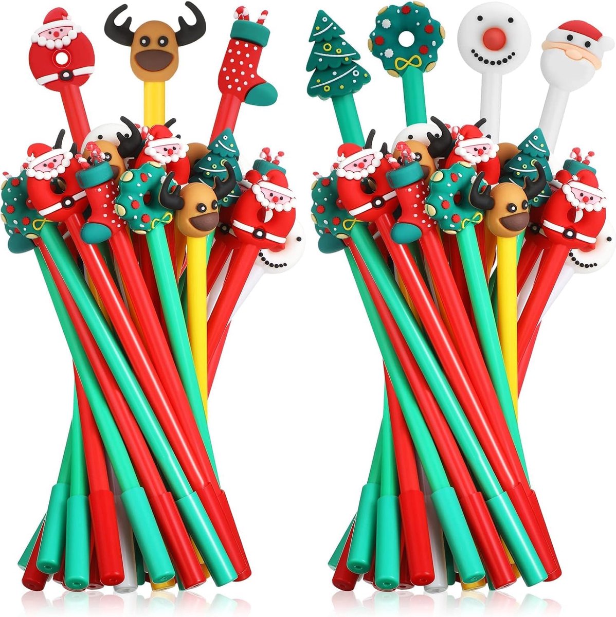 Gelpen set 49 stuks - 7 kerststijlen - 0,5 mm zwarte gelinkt - perfect voor creatieve kerstkaarten - ShopVlot