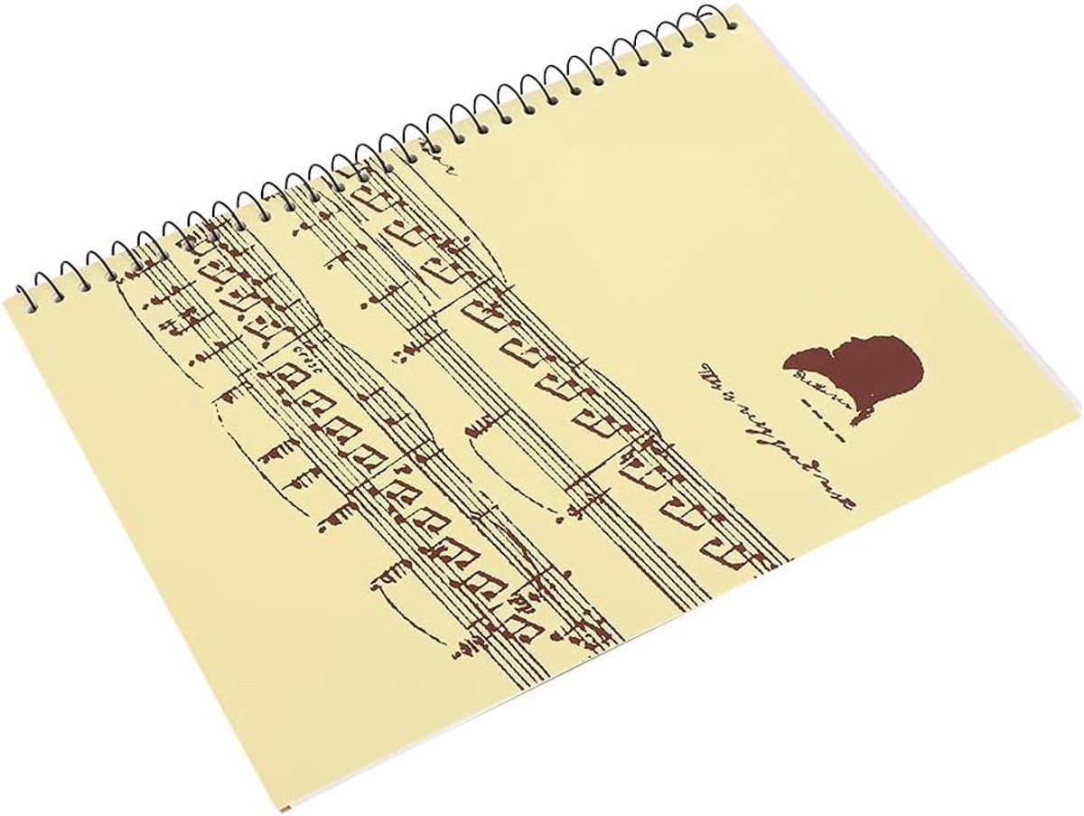 Notitieboek A4 50 pagina's - Geel muzieknotepatroon - Creatieve ruimte voor muzikale ideeën - ShopVlot