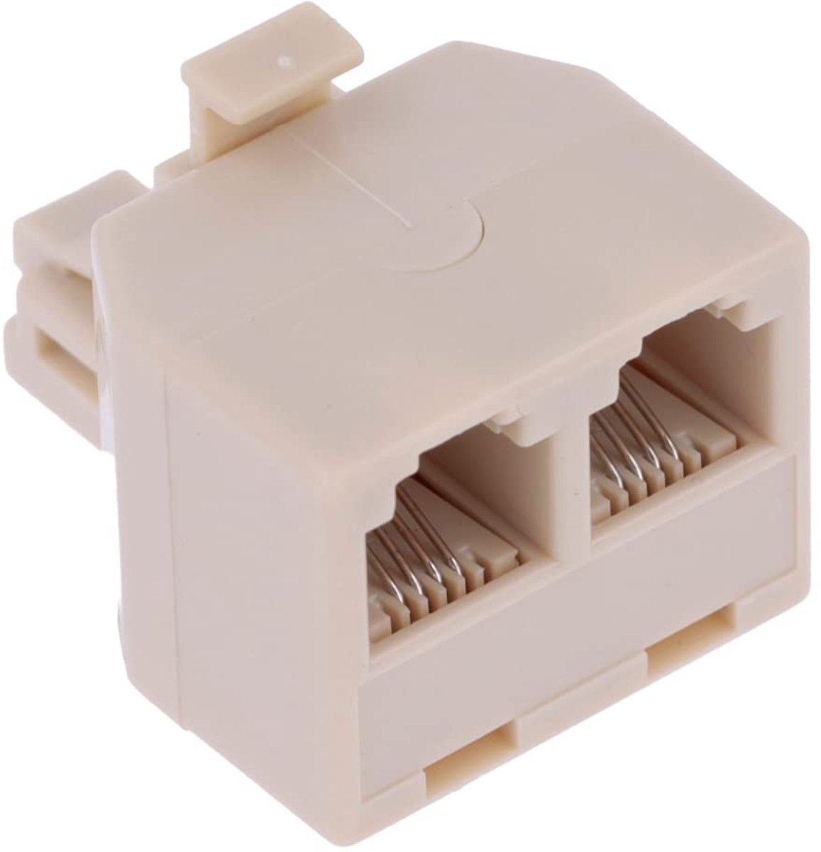Adapter RJ11 - Male naar dubbele RJ11 Female - Beige - Ideaal voor telefoonaansluitingen - ShopVlot