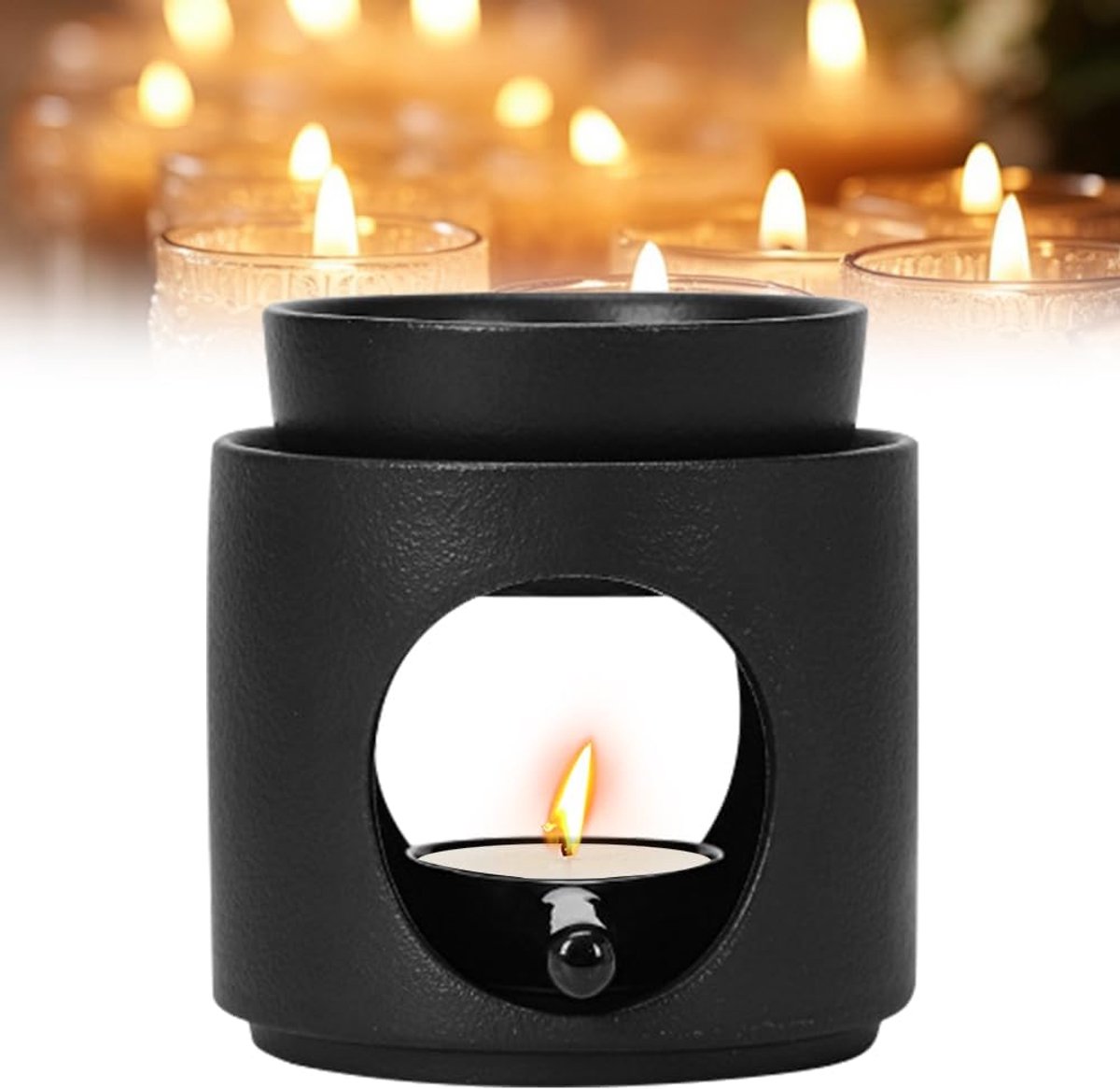 Geuroverloop lamp - keramisch - zwart - voor etherische oliën - ShopVlot