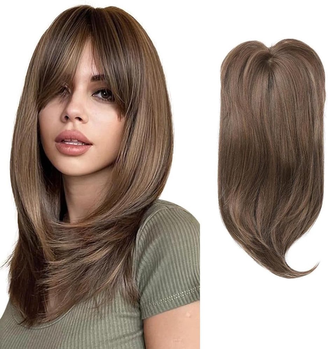 Clip in pony met curtain bangs - Haarstukje volumizer - Natuurlijk vallend haar - Perfect voor dagelijks gebruik - ShopVlot