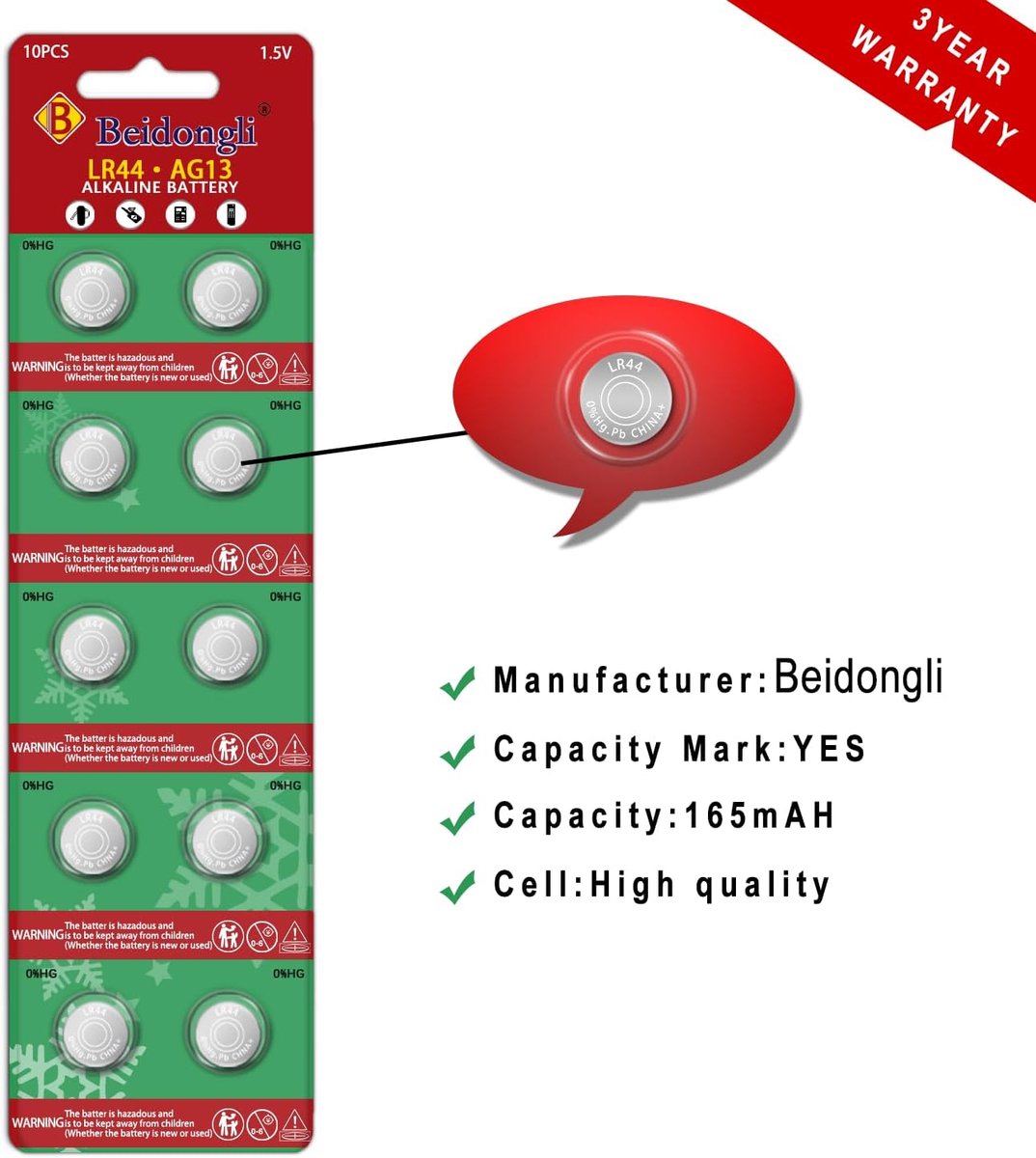 40 pieces LR44 AG13 357 303 SR44 battery 1.5V button coin Cell batteries 【3 years warranty】 - ShopVlot