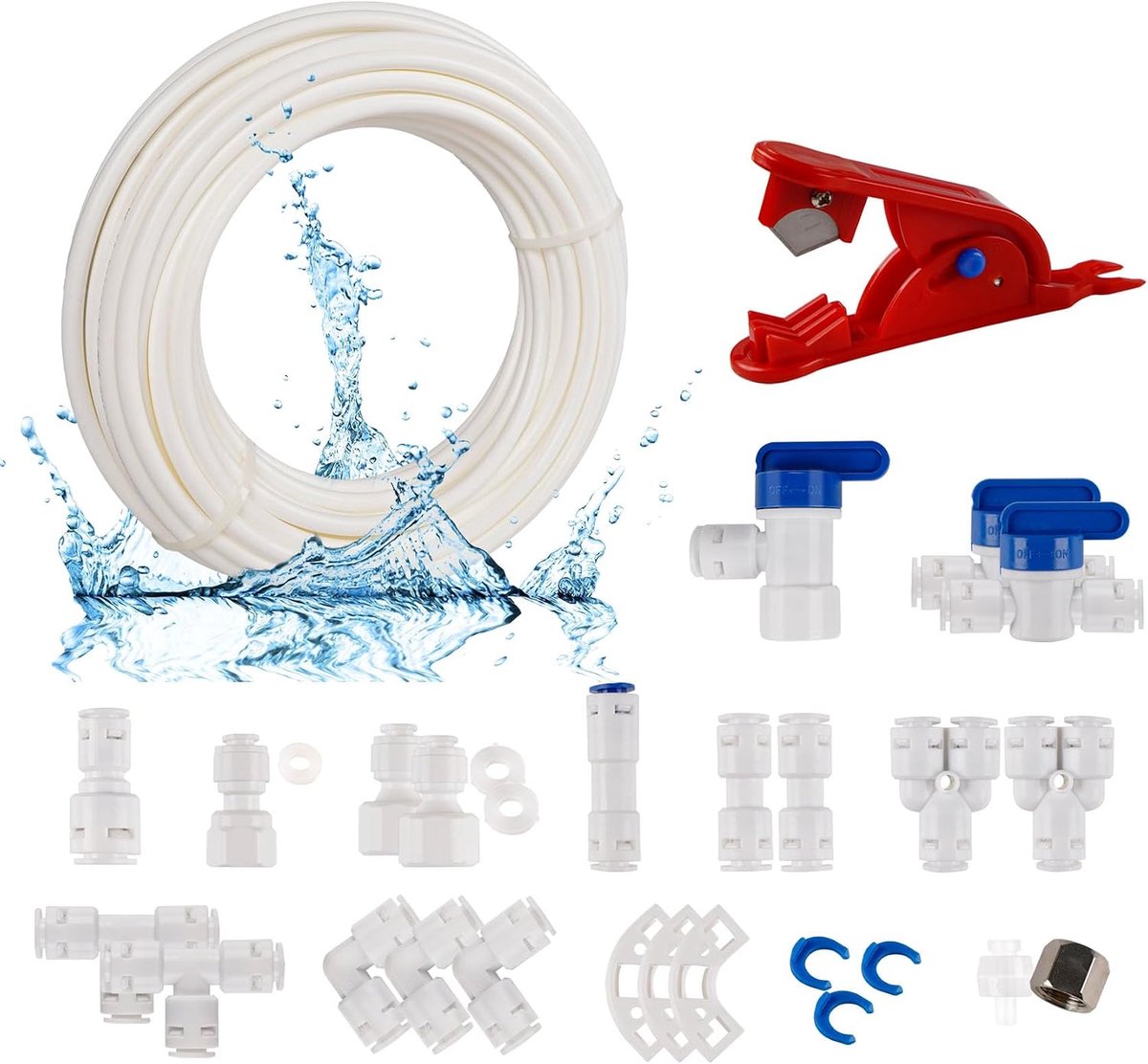 ilauke 15m NSF Water Supply Line 1/4 Inch Universal Connection Kit - ShopVlot