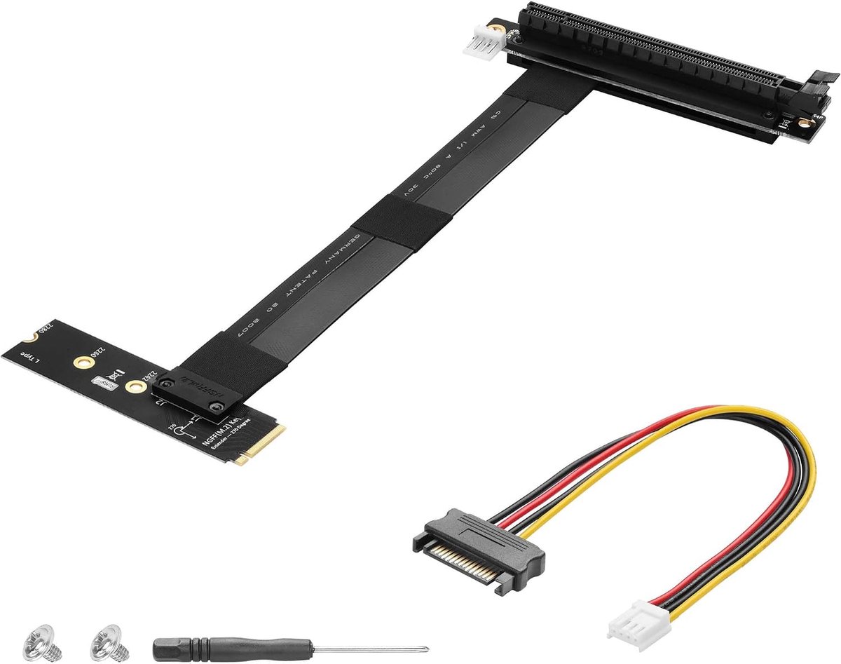 CERRXIAN M.2 NGFF to PCI-e 16x Graphics Riser Card, 90 Degree Left M.2 NGFF Key to PCI-Express 16X Extension Cable - ShopVlot