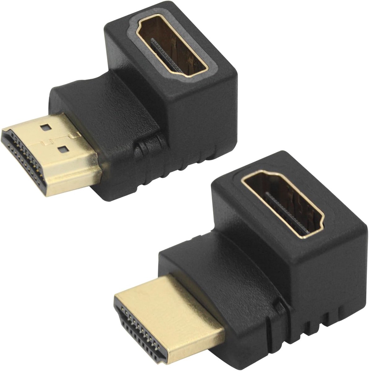 1 Pair 90 Degree HDMI Male to HDMI Female Adapter, Gold Plated 90 Degree Standard 1.4 Male to Female Adapter, Suitable - ShopVlot