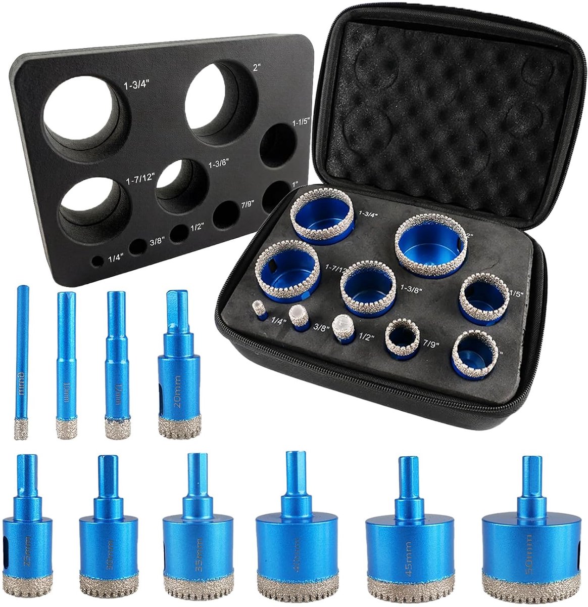 Diamantboor, tegelboorset, 10 stuks, vacuüm gesoldeerde diamantboor, getand design, diamantboor, tegels voor tegels - ShopVlot