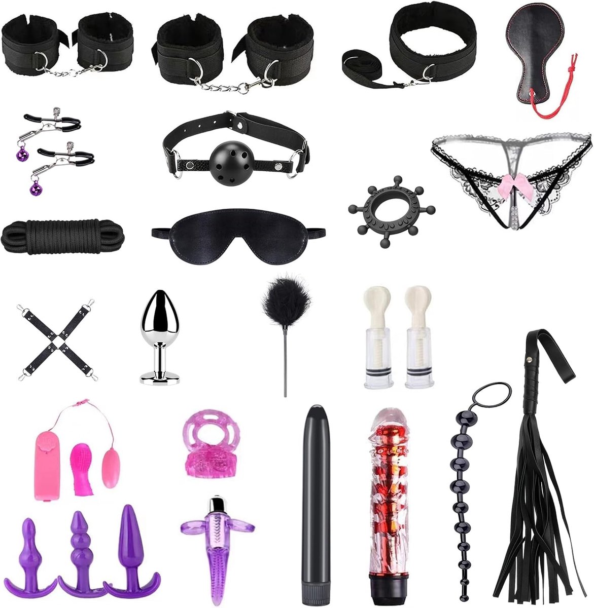 Bondage Set 26 Piece Bed Bondage Set and Passionate Beginner, including Bondage Belts, Couples Toys, Bondage Belts - ShopVlot