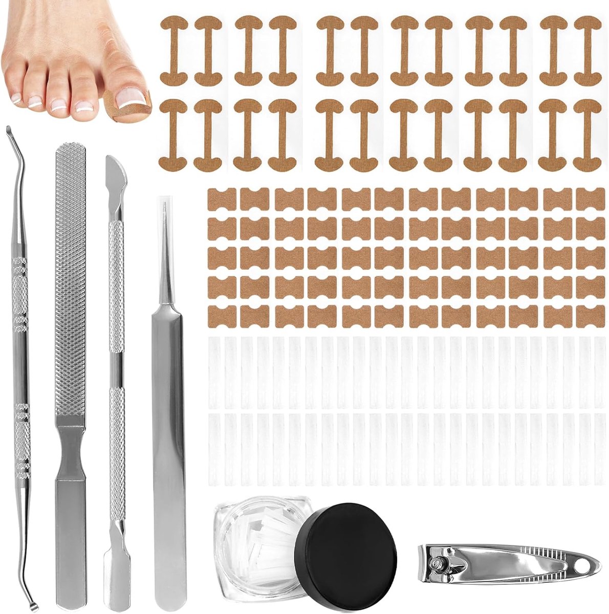 Ingegroeide teennagel corrector kit, teennagel correctiepatch met ingegroeide teennagel gereedschap, C-vormige - ShopVlot