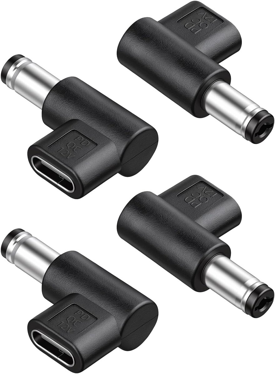 PD USB-C naar DC5521 stekker 90° 12V 3A triggeradapter - 4 stuks - ShopVlot