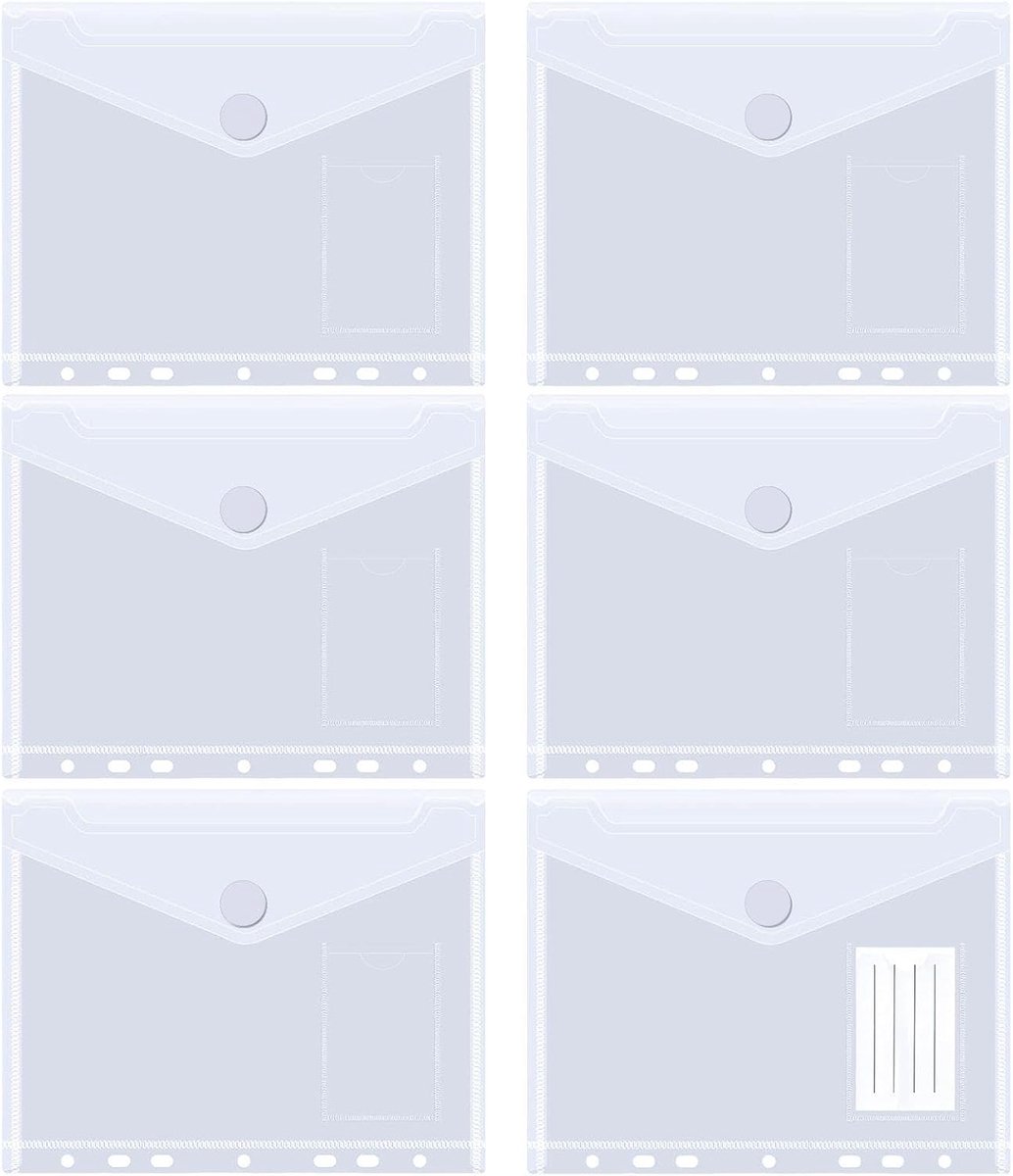 6Pcs Transparent Waterproof Briefcase, Multi-function File Storage Bag, Attachable File Sorting Bag, A5 File - ShopVlot