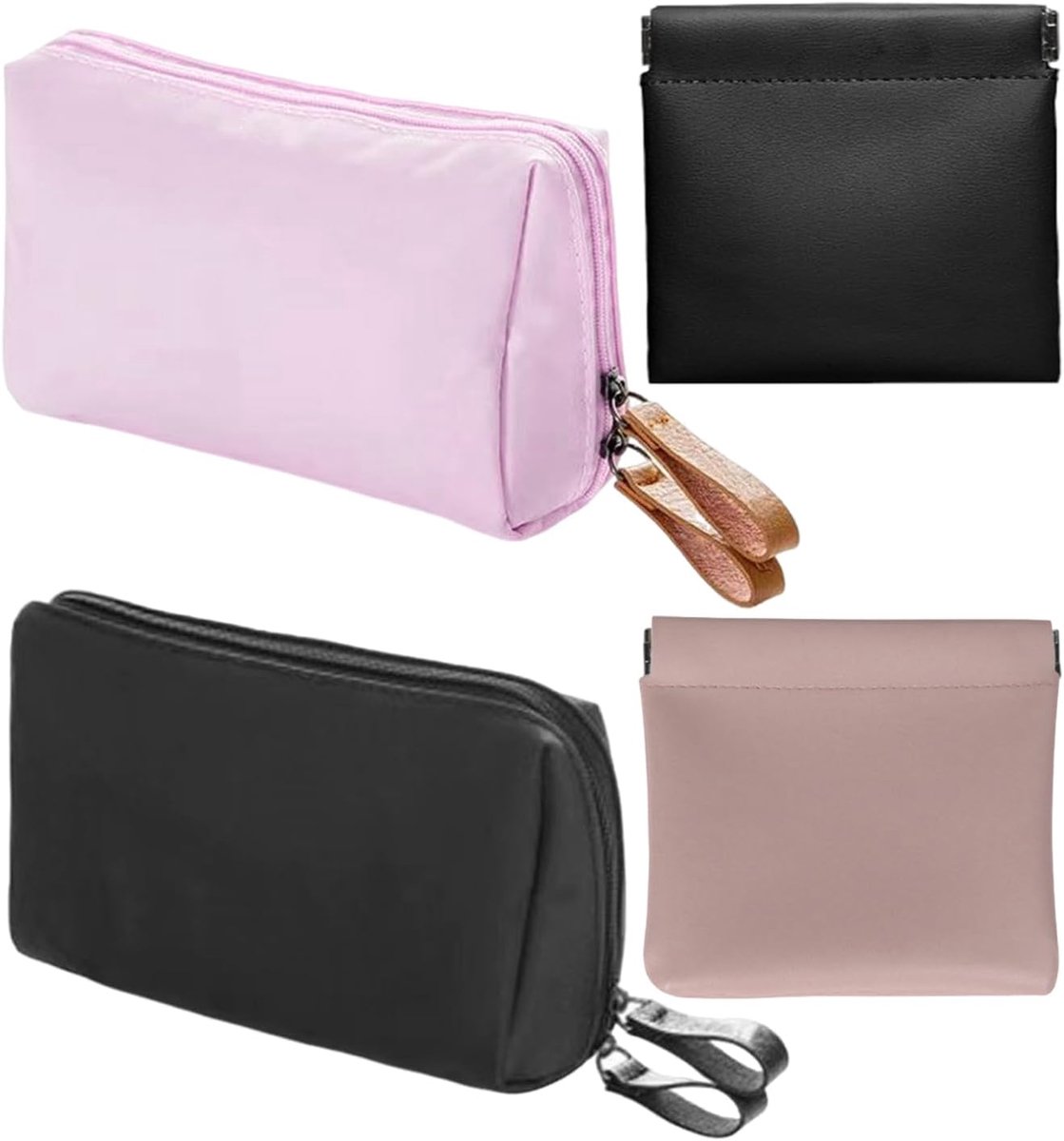 2pcs Cosmetic Bags and 2pcs Lipstick Bags, Portable And Lightweight Carry-on Bags, Multifunctional Waterproof Storage - ShopVlot