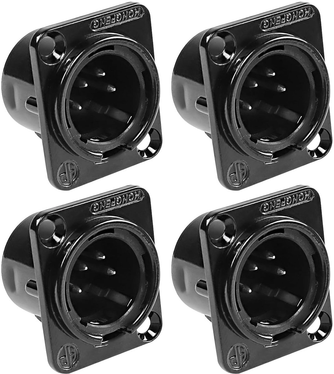 XMSJSIY 4 Pin XLR Panel Mount Plug XLR Plug Audio Speaker Microphone Connector D-Type Chassis Solder for Microphone - ShopVlot