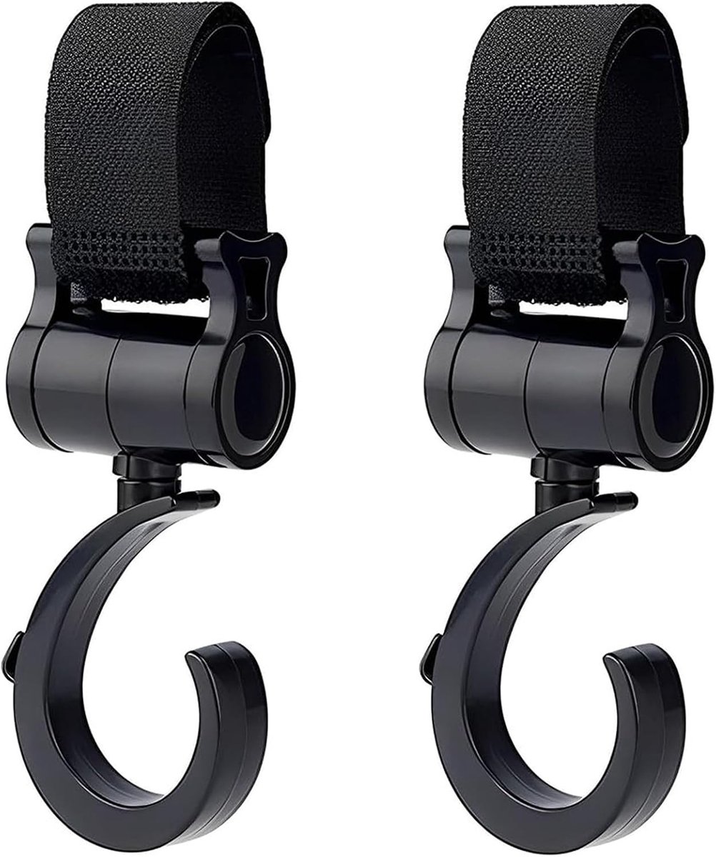 Stroller Hooks for Bags, 2pcs Buggy Clips Stroller Hook 360 Degree Rotatable Baby Stroller Hooks Stroller Hook Clips - ShopVlot