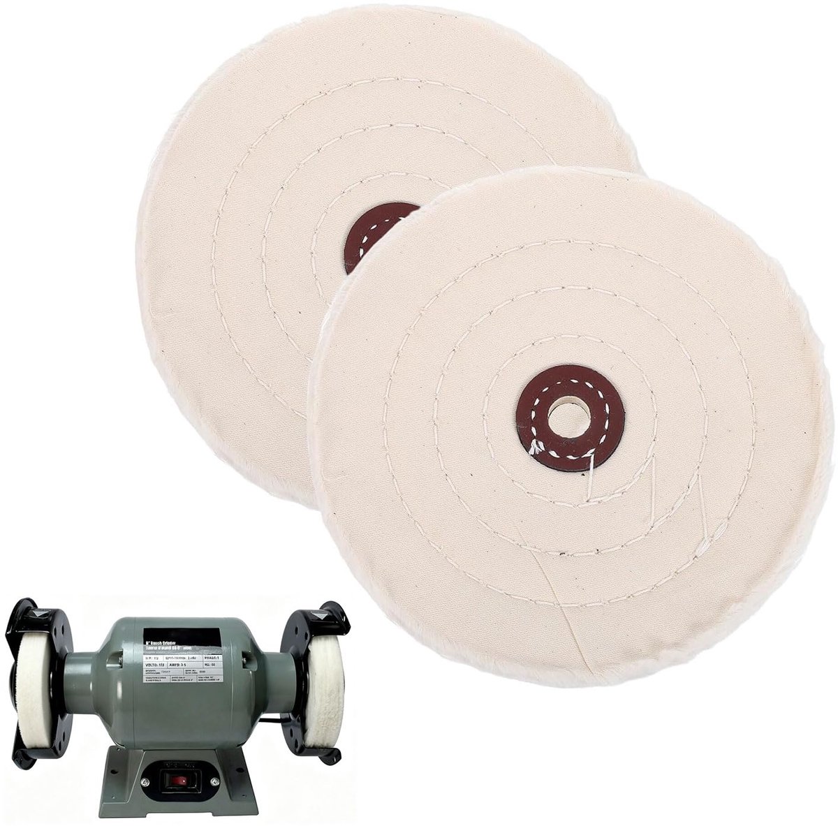 2 stuks katoenen polijstschijven, 6 inch polijstschijf van witte doek, katoenen schuurschijf, 50-laags katoen - ShopVlot