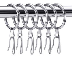 Hotop 30pcs Metal Curtain Rings, 0.98/1.26/1.65 inch Inner Diameter and 30pcs Hanging Curtain Pin Hooks for Window - ShopVlot