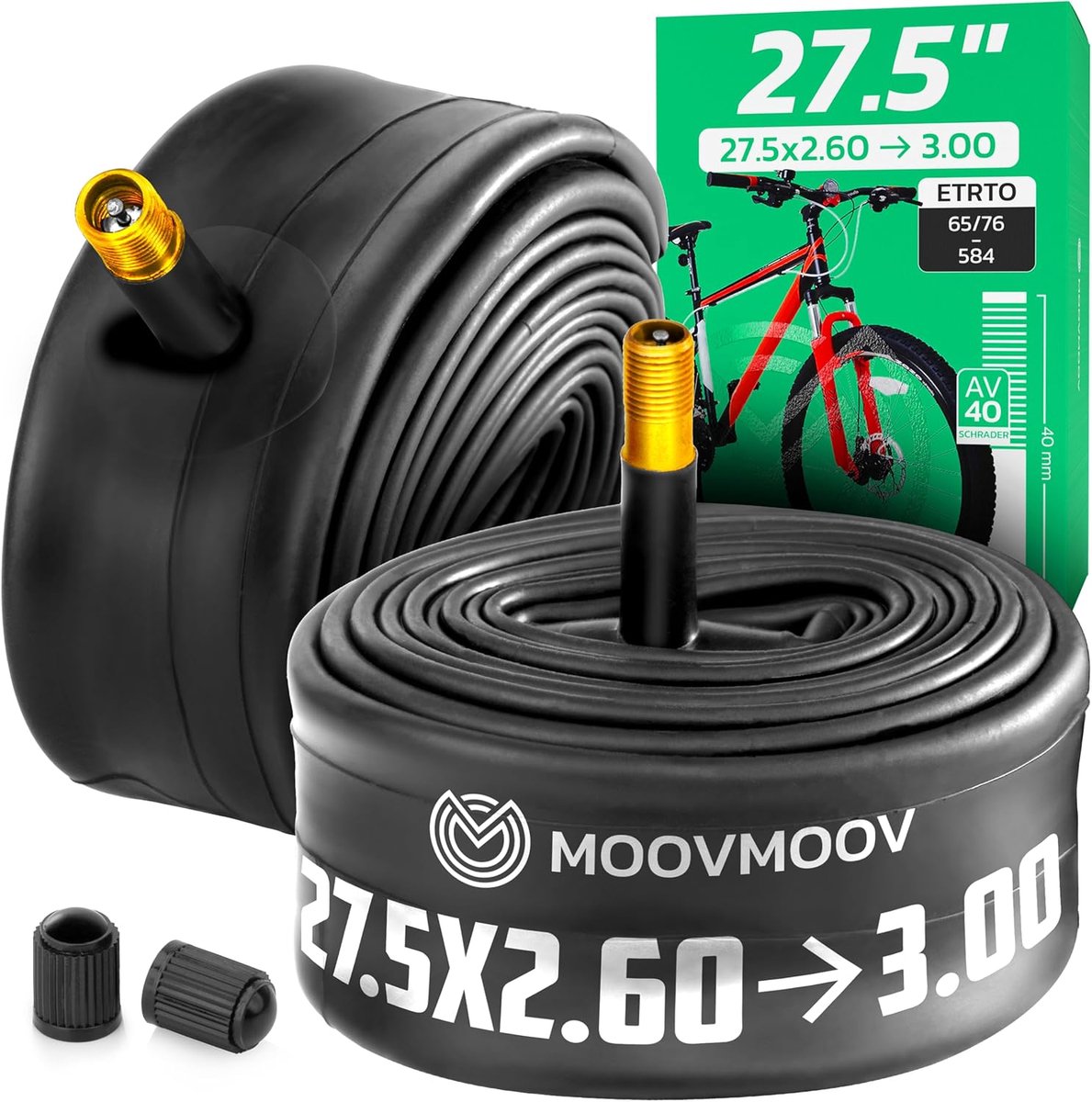 MoovMoov Inner tube 27.5 inches - for tyres 27.5 x 2.60, 27.5 x 2.75, 27.5 x 2.80, 27.5 x 2.90 and 27.5 x 3.0 - ShopVlot