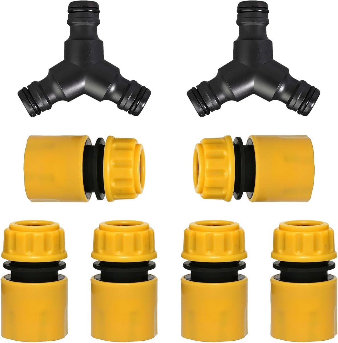 8 Piece Hose Connector Set, 2 Y Hose Connectors, 6 x 1/2 Inch Double Connectors, Garden Hose Connector, Hose Extension - ShopVlot