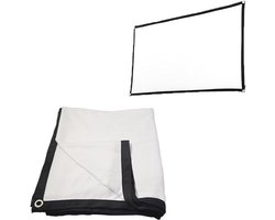 Home cinema scherm - projector - draagbaar - binnen/buiten - bioscoop - 16/9 - polyester - wit - zacht - outdoor - camping - opvouwbaar- hoog contrast - ophangen - 51 inch.